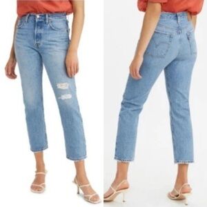 LEVI’s Premium 501 Distressed Light Wash Rigid Denim Jeans